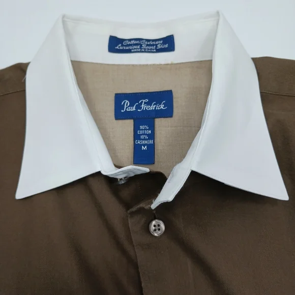 PAUL FREDRICK Cotton & Cashmere "Flannel" Button Down Shirt Elbow Patches EUC - Picture 8 of 9